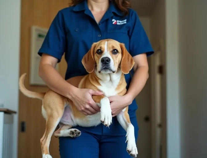 Technician respectfully transporting a deceased dog in Golden Point
